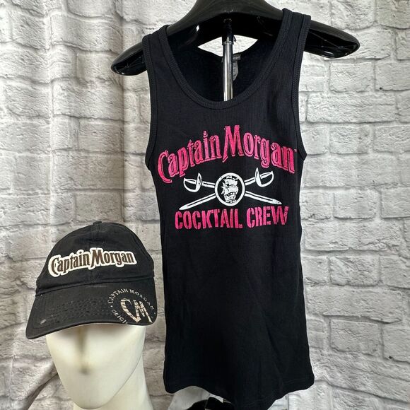 Lot Of 4 Captain Morgan Rum Merch Keychain Hat Women's XL Hoodie Large Tank Top - Picture 2 of 16